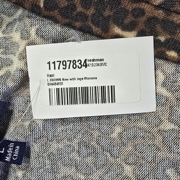 Freshman 1996 Long Sleeve Leopard Print Shirt Womens Size Large Brown V-Neck Top - Picture 5 of 11